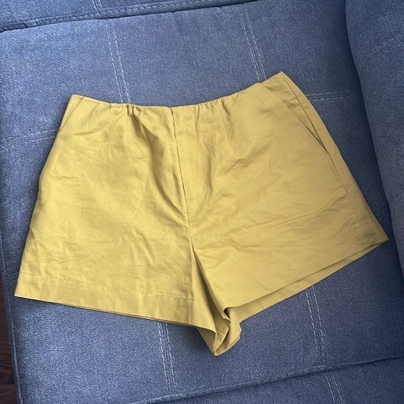 Kate Spade Saturday Let Loose High Waist Short Cotton Linen yellow green size 0 - Picture 2 of 8